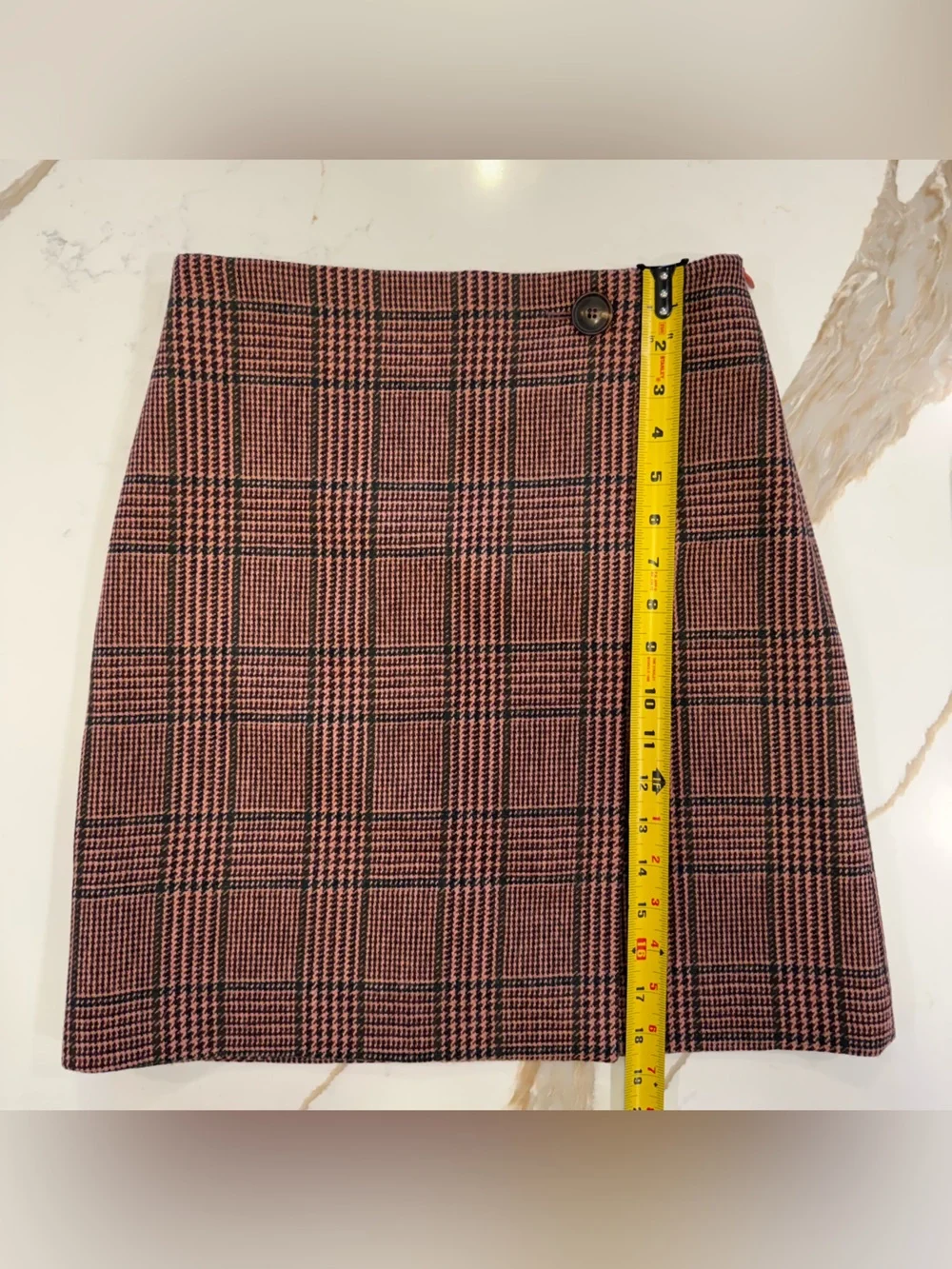 Walker Slater Kim Scottish Wool Tweed Plaid Wrap A-Line Mini Skirt UK 6 US 2